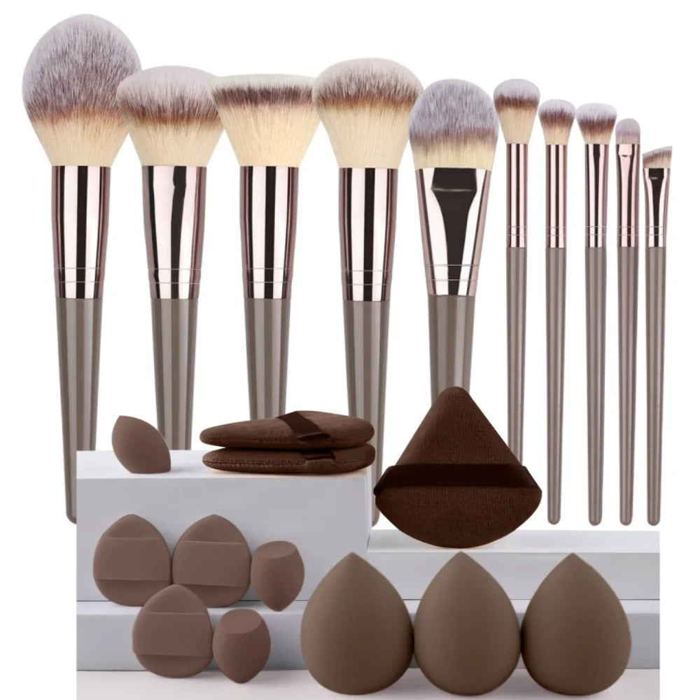 Premium Makeup Brush Set (3-20 Pcs) – Soft Fluffy Brushes for Foundation, Eyeshadow, Blush & Kabuki