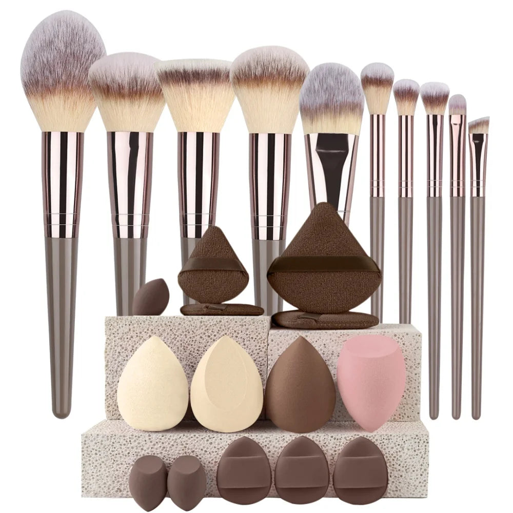 Premium Makeup Brush Set (3-20 Pcs) – Soft Fluffy Brushes for Foundation, Eyeshadow, Blush & Kabuki
