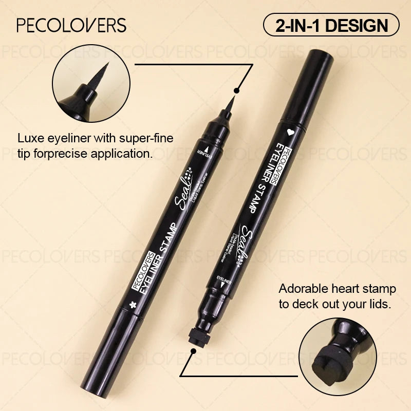 Double-Ended Eyeliner with Star, Heart & Moon Stamp – Waterproof, Beginner-Friendly