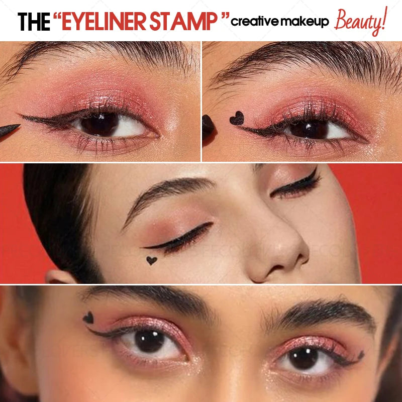 Double-Ended Eyeliner with Star, Heart & Moon Stamp – Waterproof, Beginner-Friendly