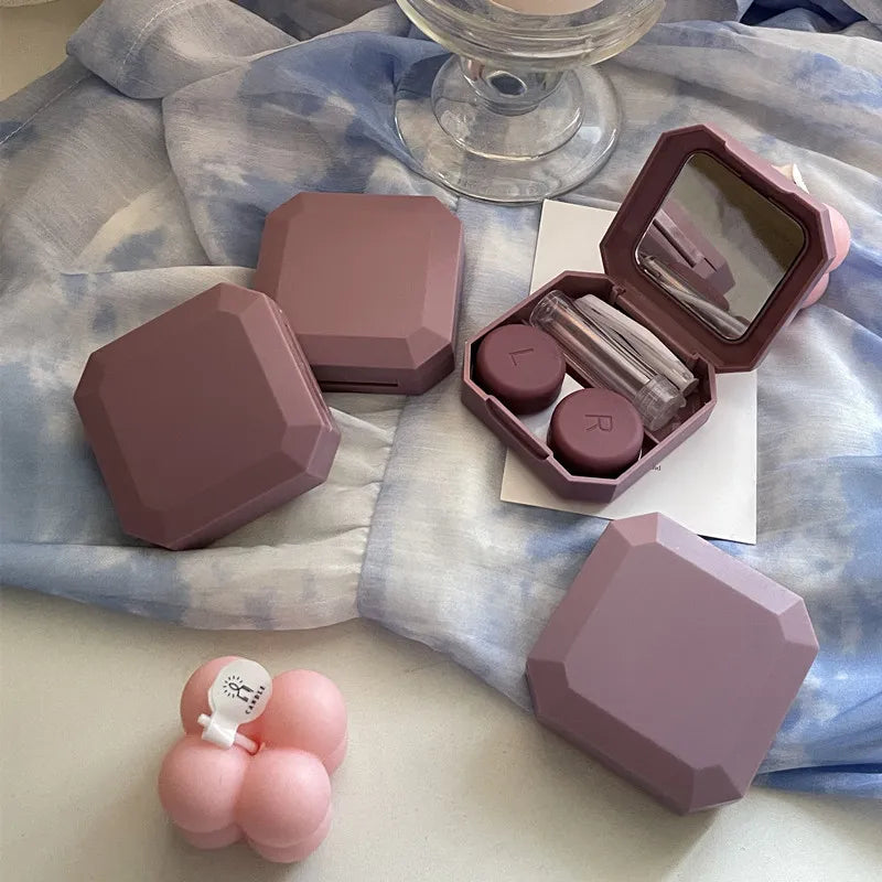 Candy Color Contact Lens Case with Full Kit – Tweezers, Stick & Mirror