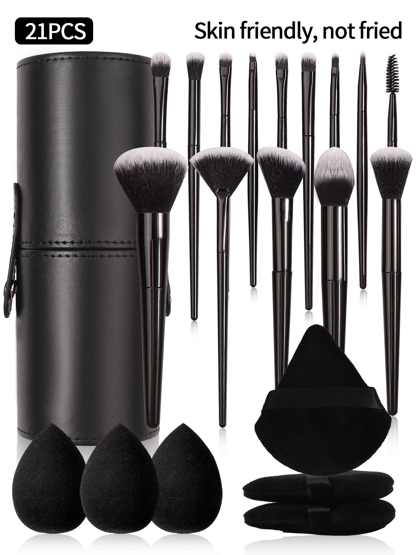 Professional Black Makeup Brush Set – Super Soft Bristles for Foundation, Concealer, Eyeshadow & Blush