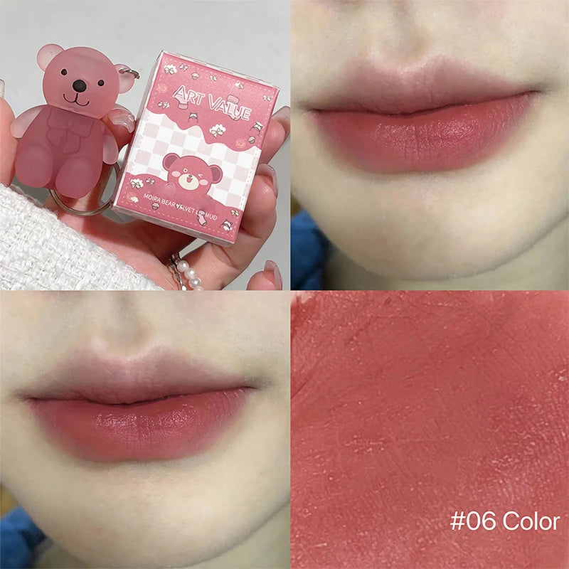 Art Value Bear Velvet Lip Clay – Matte Finish with Silky Lip Glaze, Long-Lasting